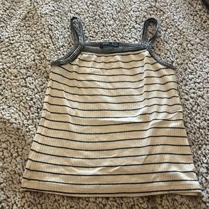 ZARA || white and black striped tank top